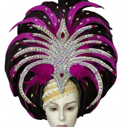 Feather headdress samba costume carnival halloween party bar performance hat makeup dance wings parade