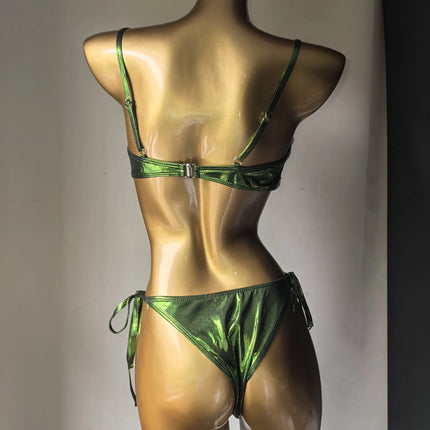Emerald Green Rhinestone String Bikini Set Crystal Costume Set Beach Pool Party