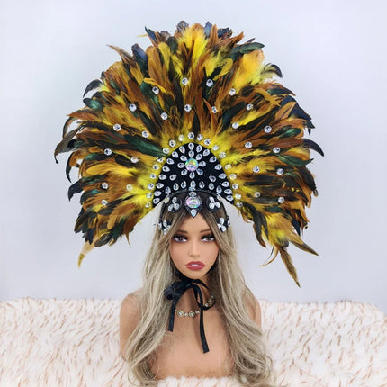 Carnival-Themed Artificial Feather Headdress & Cosplay Crown Prop
