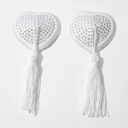 Sparkling Rhinestone Heart Pasties with Swinging Tassels Set