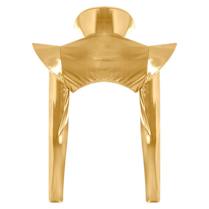 Metallic Shoulder Armor Shrug Crop Top & Sleeves Futuristic Pauldron Stage Costume