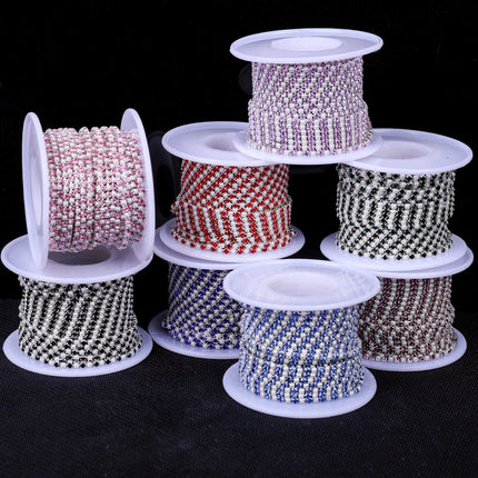 The Stardust Pearl Stream – Premium Silver Base Glass Rhinestone & ABS Pearl Cup Chain Trim