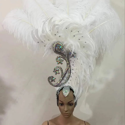 The Stardust Royal Plume – Feathered Carnival & Cabaret Stage Headdress