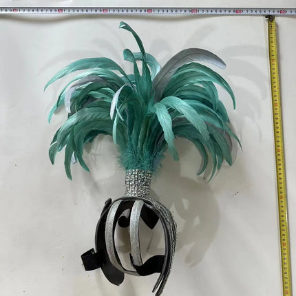 The Stardust Dionysia – Mint Green Feather Carnival & Masque Ball Headdress