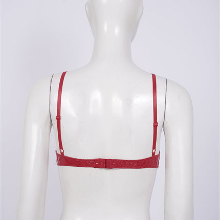 Patent Leather Underwired Open-Cup Bra