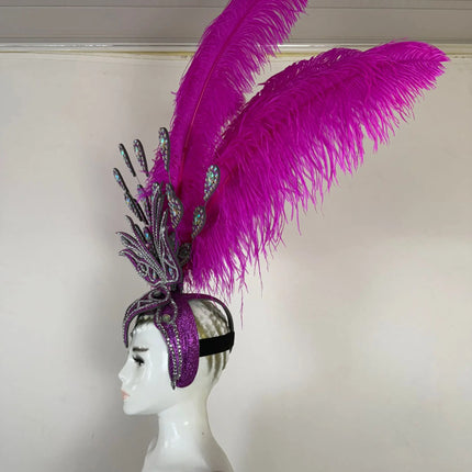 The Stardust Dionysia – Rose Red Feather Carnival & Masque Ball Headdress
