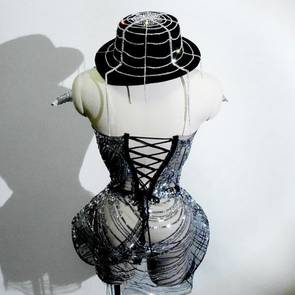 The Stardust Midnight Cabaret Cage Set – Luxury Rhinestone Showgirl Costume