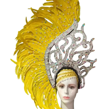 The Stardust Samba Radiance – Elegant Feathered Stage & Carnival Headdress
