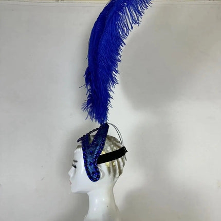 The Stardust Azure Sovereign – Royal Blue Feather Samba Carnival Headdress