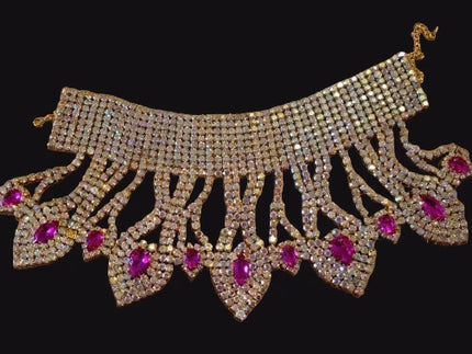 Rhinestone Glass Pendant Necklace & Earring Set