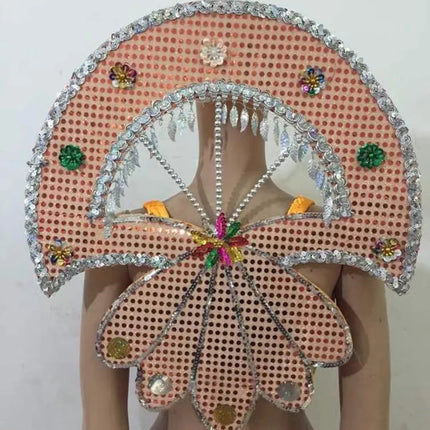 Sequined Butterfly-Style Costume Backpiece with Draped Chain