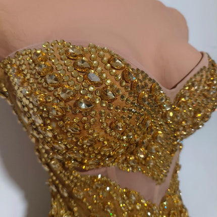 Gold Sequin Mini Dress Concert & Stage Performance Costume