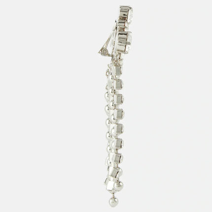 Geometric Crystal Tassel Clip-On Earrings – No-Piercing Statement Dangle Earrings for Brides, Weddings & Gala Events