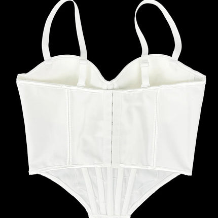 Pearl & Sequin Embroidered Floral Bustier Corset Top Asymmetric Camisole Bralette