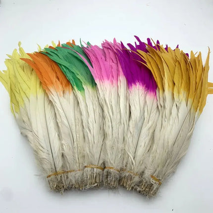 50PCS Two-Tone Rooster Tail Feathers (35-40CM)