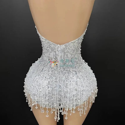 The Stardust Gradient Siren Dress – Luxury Rhinestone Tassel Latin Dance Costume