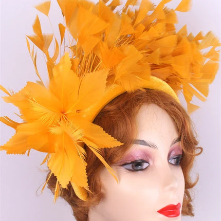 25cm Feather Floral Ribbon Fascinator Headband Kentucky Derby Cocktail Tea Party Hat