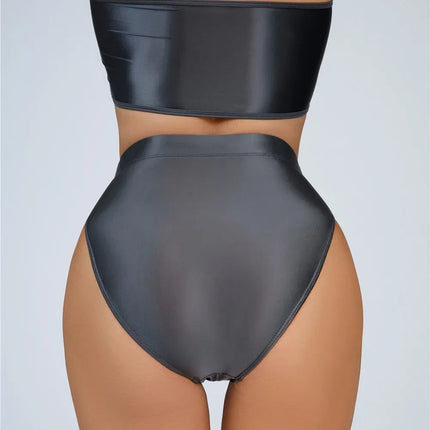 High-Waist Oil Glossy Sheer G-String Thong Satin Smooth Seamless Briefs