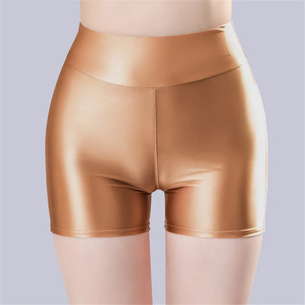 Smooth Shiny Satin Wet-Look Booty Shorts Candy Color Safety Shorts