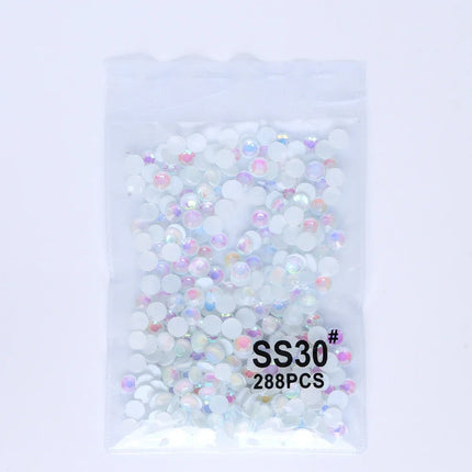 SS6-SS30 Mocha Shimmer White Glass Flatback Non-hotfix Rhinestones