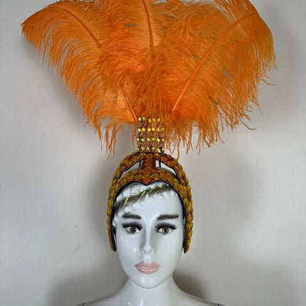 The Stardust Azure Sovereign – Royal Blue Feather Samba Carnival Headdress