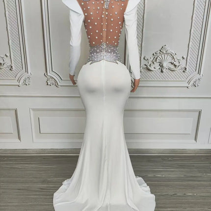 Rhinestone Floral Embroidered Mermaid Gala Gown & Trailing Evening Dress