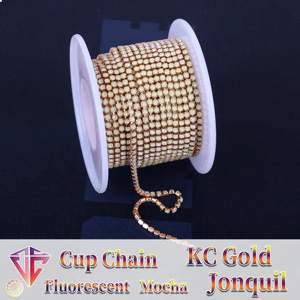 The Stardust Fluorescent Stream – Premium AAAA Glass Fluorescent & Mocha Rhinestone Cup Chain Trim
