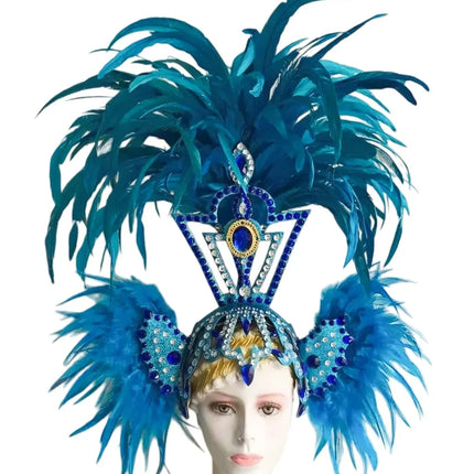 The Stardust Sovereign – Majestic Feathered Samba Carnival Headdress