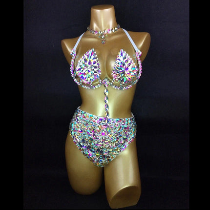 Sparkly Samba Carnival AB Crystal Wire Bra & High-Waisted Panties Costume Set