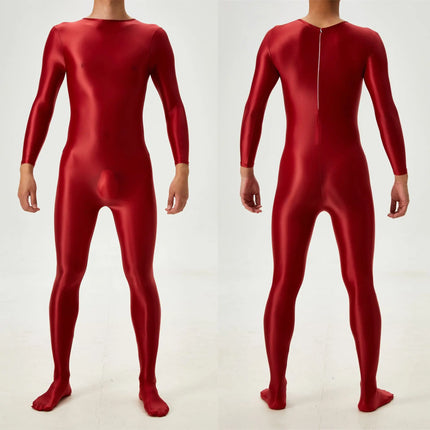 Candy Color Oil Glossy Full-Body Shaping Bodysuit Satin Smooth Leotard