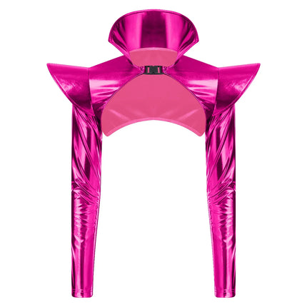 Metallic Shoulder Armor Shrug Crop Top & Sleeves Futuristic Pauldron Stage Costume