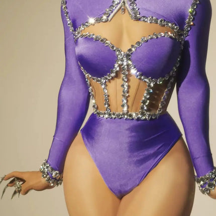 Crystal Tube Top, High-Waist Shorts & Bolero Jacket 3-Piece Performance Costume Set