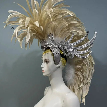 The Stardust Dynasty – Majestic Velvet & Feather Samba Masquerade Crown