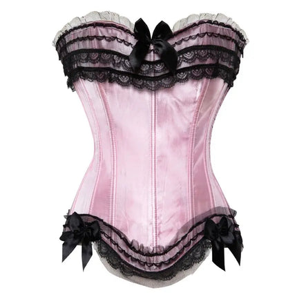 Lace Overlay Boned Overbust Corset Bustier Top Plus Size Body Shaper