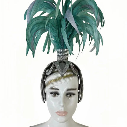 The Stardust Dionysia – Mint Green Feather Carnival & Masque Ball Headdress