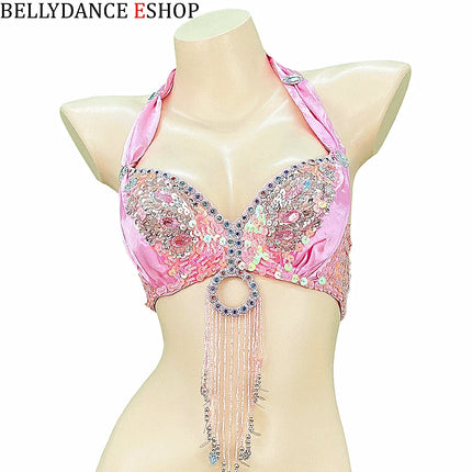 The Stardust Siren Shimmer – Sequin & Tassel Halter Belly Dance Bra Top