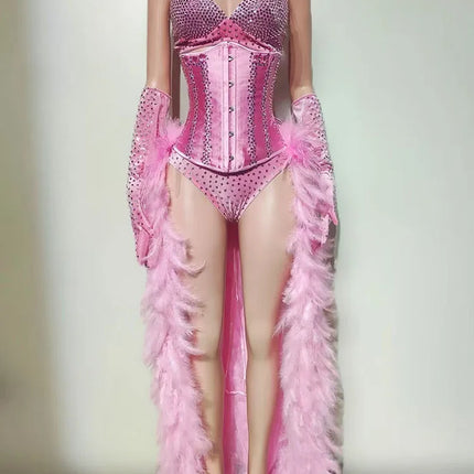 The Stardust Sugar Rush – Pink Feather & Glitter Stage Costume Set