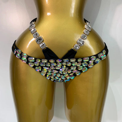 Crystal Diamond Bikini Two-Piece Set Sparkle Stage Performance Outfit