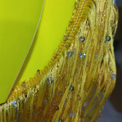 Metallic Laser Fringe Shoulder Armor & Tassel Vest Stage Costume