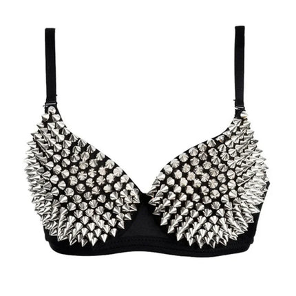 Metallic Rivet Studded Gothic Push-Up Bra & Punk Rave Bralette