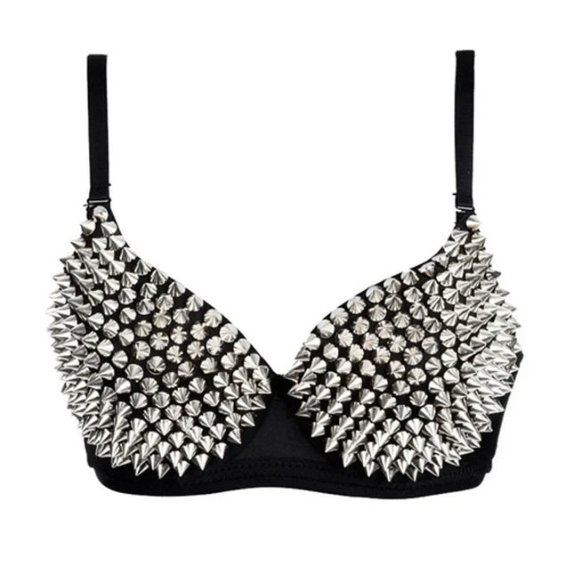 Metallic Rivet Studded Gothic Push-Up Bra & Punk Rave Bralette