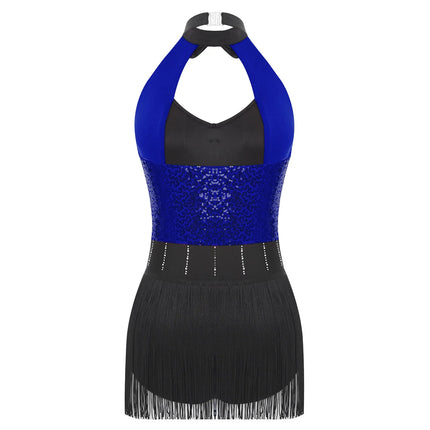 The Stardust Tuxedo Tassel Bodysuit – Luxury Sequins & Rhinestone Showgirl Leotard
