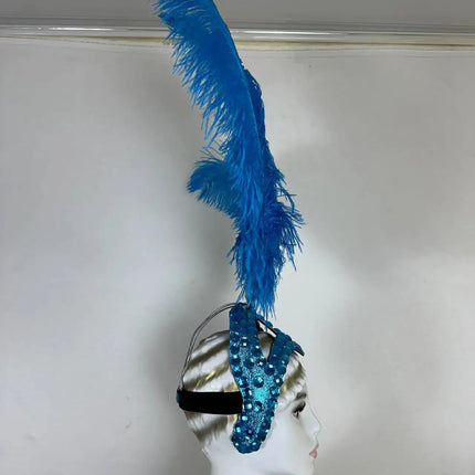 The Stardust Azure Sovereign – Royal Blue Feather Samba Carnival Headdress