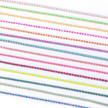The Stardust Fluorescent Stream – Premium AAAA Glass Fluorescent & Mocha Rhinestone Cup Chain Trim