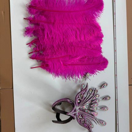 The Stardust Dionysia – Rose Red Feather Carnival & Masque Ball Headdress