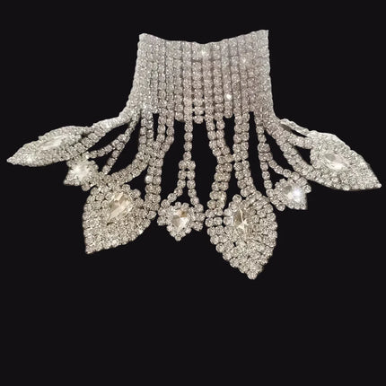 Rhinestone Glass Pendant Necklace & Earring Set