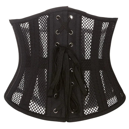 Steel Boned Mesh Short Torso Waspie Corset & Breathable Waist Cincher