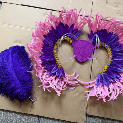 Two-Tone Feather Wing Backpiece Stage Costume Accessory
