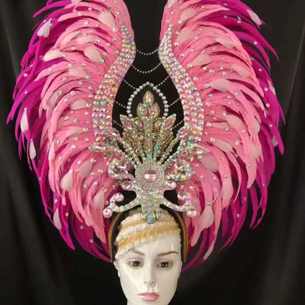 Feather headdress samba costume carnival halloween party bar performance hat makeup dance wings parade
