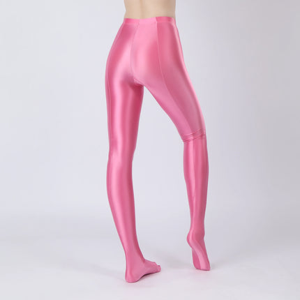 Oil Glossy High-Stretch Satin Pencil Pants & Leopard Print Leggings